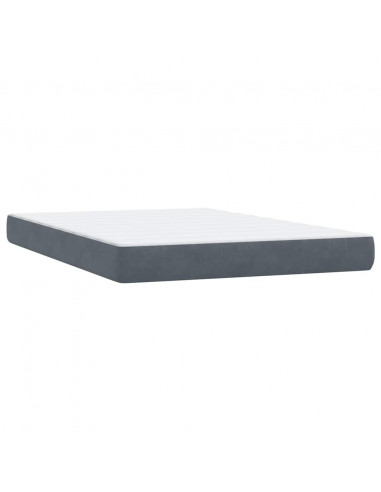 Letto a Molle con Materasso e LED Grigio Scuro 160x210 cm Velluto
