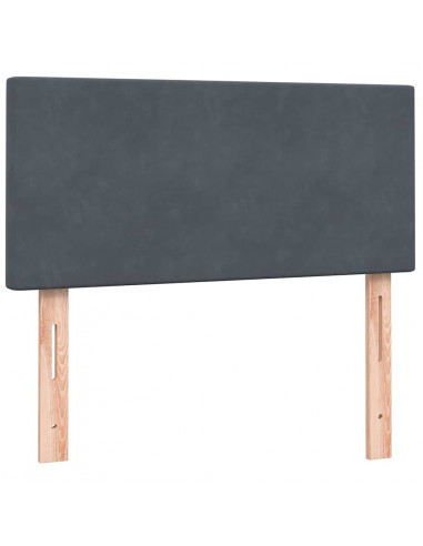 Letto a Molle con Materasso e LED Grigio Scuro 90x210 cm Velluto