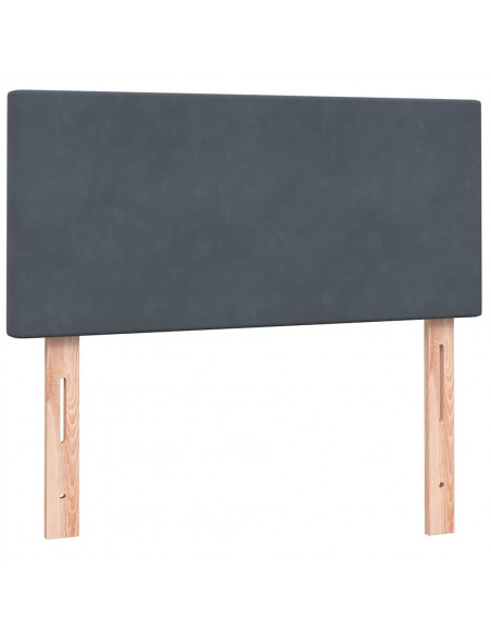 Letto a Molle con Materasso e LED Grigio Scuro 90x220 cm Velluto