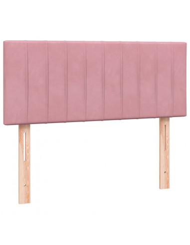 Letto a Molle con Materasso e LED Rosa 120x220 cm in Velluto