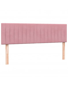 Letto a Molle con Materasso e LED Rosa 140x220 cm in Velluto