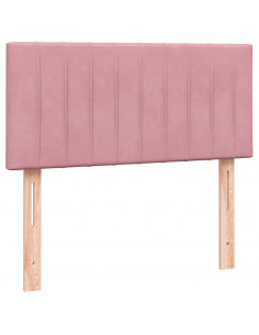 Letto a Molle con Materasso e LED Rosa 90x210 cm Velluto