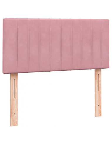 Letto a Molle con Materasso e LED Rosa 90x220 cm Velluto