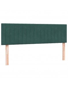 Letto a Molle con Materasso e LED Verde Scuro 160x210 cm Velluto