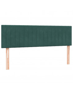 Letto a Molle con Materasso e LED Verde Scuro 160x220 cm Velluto