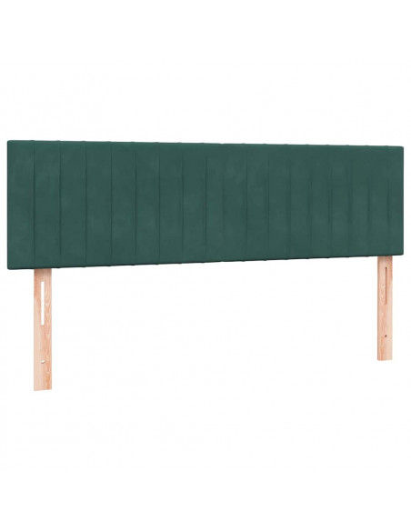 Letto a Molle con Materasso e LED Verde Scuro 160x220 cm Velluto