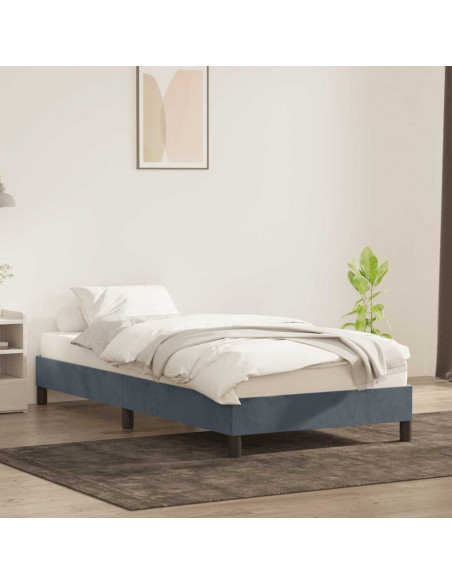 Giroletto senza Materasso Grigio Scuro 90x210 cm Velluto