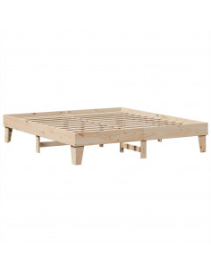 Letto Libreria senza Materasso 200x200 cm in Legno di Pino 2