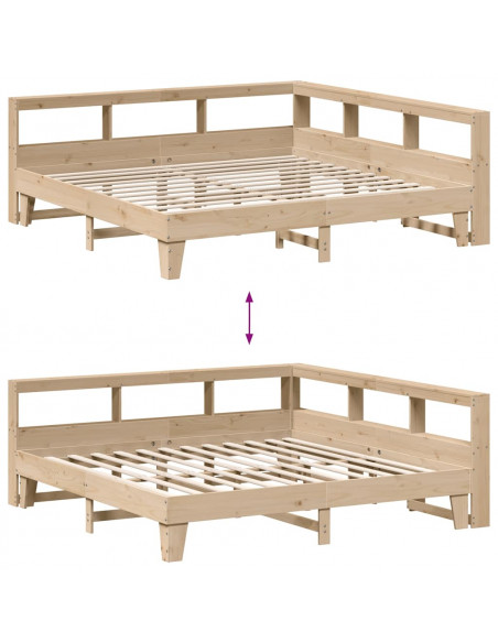 Letto Libreria senza Materasso 200x200 cm in Legno di Pino