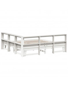 Letto Libreria senza Materasso Bianco 200x200 cm Legno di Pino