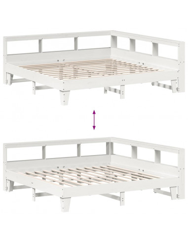 Letto Libreria senza Materasso Bianco 200x200 cm Legno di Pino