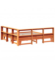 Letto Libreria senza Materasso Marrone Cera 180x200 cm in Pino