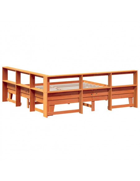 Letto Libreria senza Materasso Marrone Cera 180x200 cm in Pino