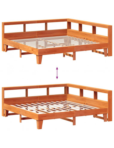 Letto Libreria senza Materasso Marrone Cera 180x200 cm in Pino