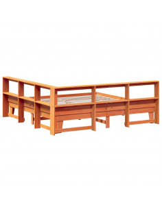 Letto Libreria senza Materasso Marrone Cera 200x200 cm in Pino