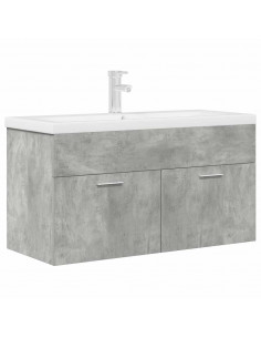 Mobile da Bagno con Lavabo Integrato e Rubinetto Grigio Cemento