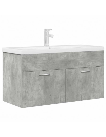 Mobile da Bagno con Lavabo Integrato e Rubinetto Grigio Cemento
