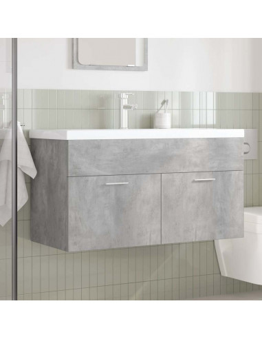 Mobile da Bagno con Lavabo Integrato e Rubinetto Grigio Cemento