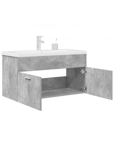 Mobile da Bagno con Lavabo Integrato e Rubinetto Grigio Cemento