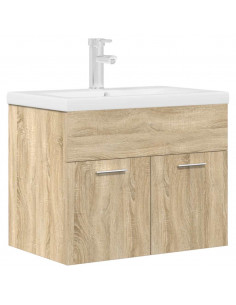 Mobile da Bagno con Lavabo Integrato e Rubinetto Rovere Sonoma