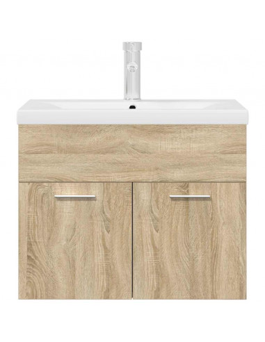 Mobile da Bagno con Lavabo Integrato e Rubinetto Rovere Sonoma