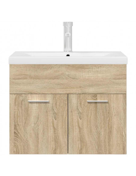 Mobile da Bagno con Lavabo Integrato e Rubinetto Rovere Sonoma