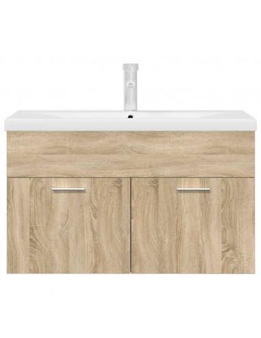 Mobile da Bagno con Lavabo Integrato e Rubinetto Rovere Sonoma