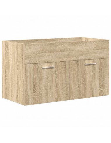 Mobile da Bagno con Lavabo Integrato e Rubinetto Rovere Sonoma