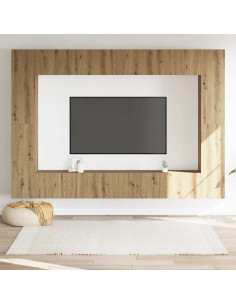 Mobili TV a Parete 8 pz Rovere Artigianale Legno Multistrato 2