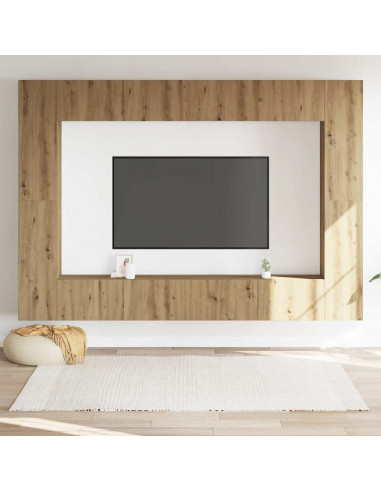 Mobili TV a Parete 8 pz Rovere Artigianale Legno Multistrato