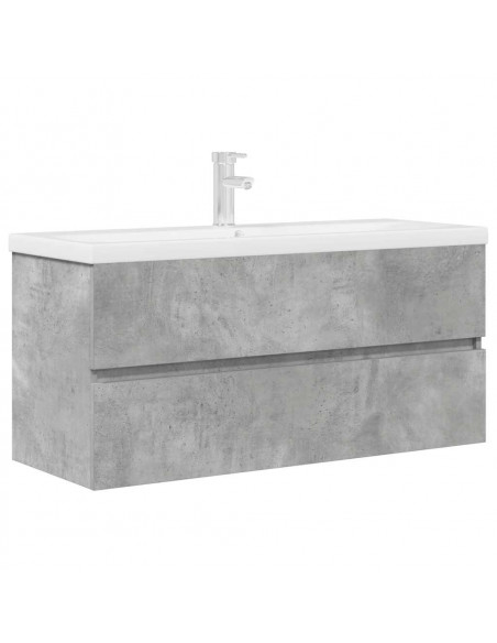 Set Mobili da Bagno 2 pz Grigio Cemento in Legno Multistrato