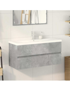 Set Mobili da Bagno 2 pz Grigio Cemento in Legno Multistrato 2