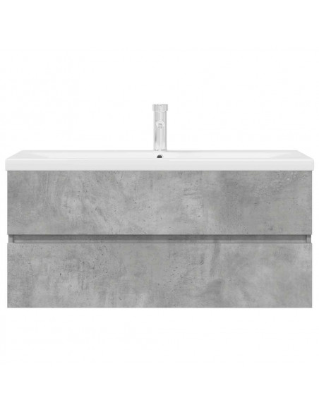 Set Mobili da Bagno 2 pz Grigio Cemento in Legno Multistrato