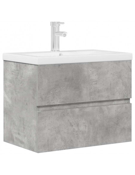 Set Mobili da Bagno 2 pz Grigio Cemento in Legno Multistrato