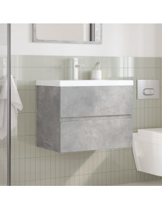 Set Mobili da Bagno 2 pz Grigio Cemento in Legno Multistrato 2