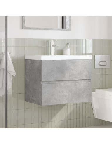 Set Mobili da Bagno 2 pz Grigio Cemento in Legno Multistrato