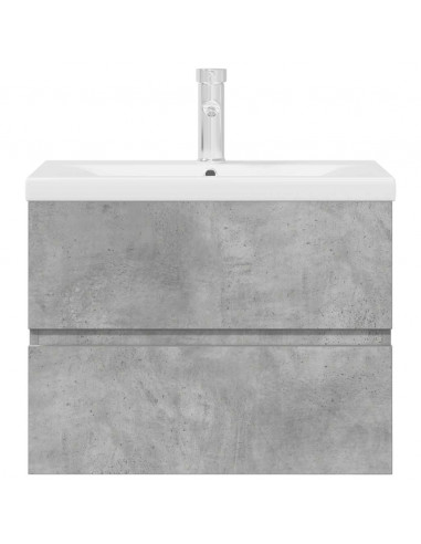Set Mobili da Bagno 2 pz Grigio Cemento in Legno Multistrato