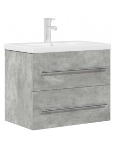 Set Mobili da Bagno 2 pz Grigio Cemento in Legno Multistrato