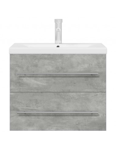 Set Mobili da Bagno 2 pz Grigio Cemento in Legno Multistrato