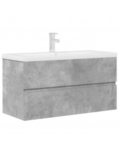 Set Mobili da Bagno 2 pz Grigio Cemento in Legno Multistrato