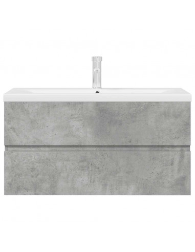 Set Mobili da Bagno 2 pz Grigio Cemento in Legno Multistrato