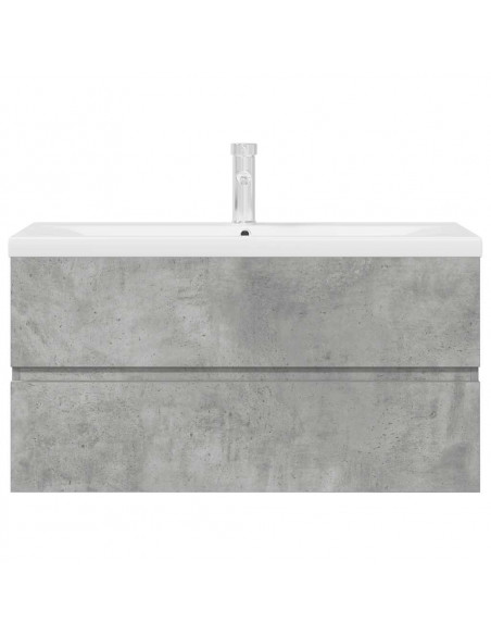 Set Mobili da Bagno 2 pz Grigio Cemento in Legno Multistrato