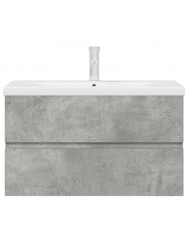 Set Mobili da Bagno 2 pz Grigio Cemento in Legno Multistrato