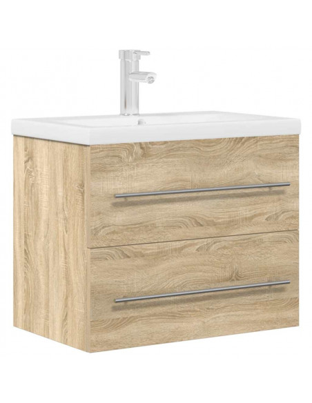 Set Mobili da Bagno 2 pz Rovere Sonoma in Legno Multistrato