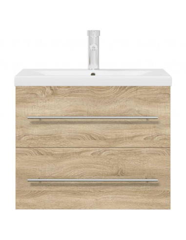 Set Mobili da Bagno 2 pz Rovere Sonoma in Legno Multistrato