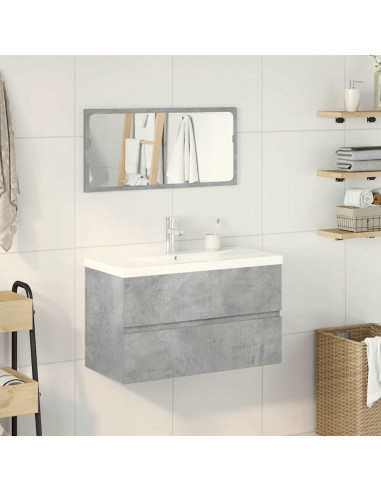 Set Mobili da Bagno 3 pz Grigio Cemento in Legno Multistrato
