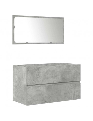 Set Mobili da Bagno 3 pz Grigio Cemento in Legno Multistrato