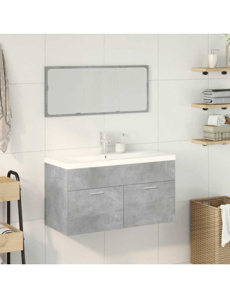 Set Mobili da Bagno 3 pz Grigio Cemento in Legno Multistrato