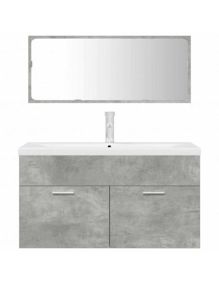 Set Mobili da Bagno 3 pz Grigio Cemento in Legno Multistrato