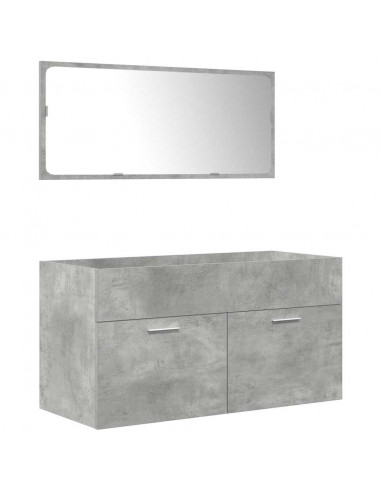 Set Mobili da Bagno 3 pz Grigio Cemento in Legno Multistrato